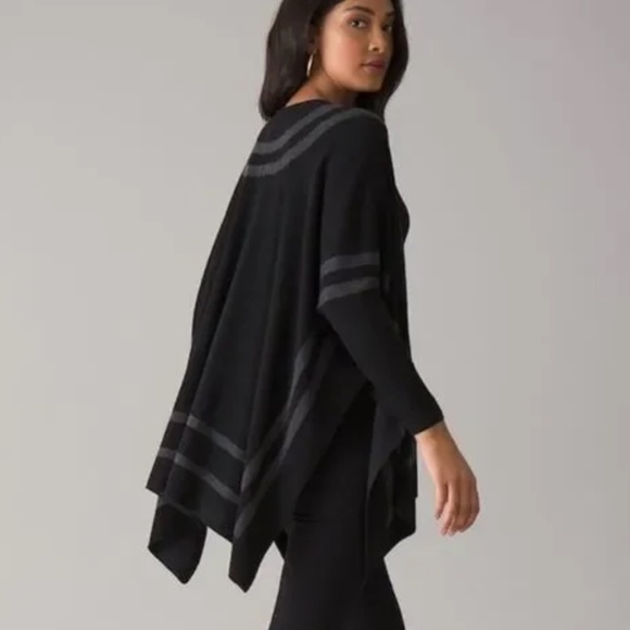 WHBM Long Sleeve Tonal Ruana in Black Combo Sz  XS/SM NWT - Picture 4 of 8